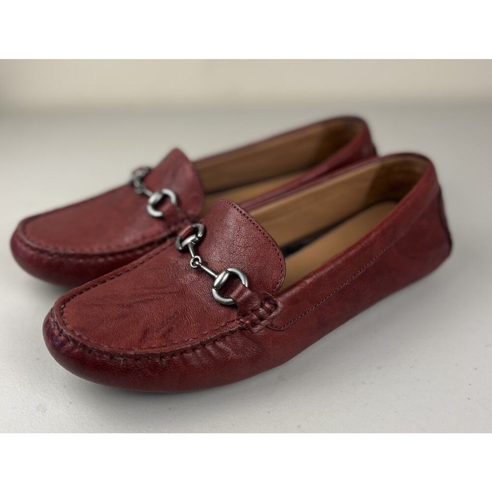Johnston & Murphy Women’s 6.5 Burgundy Leather Loafers Horsebit Slip On Shoes